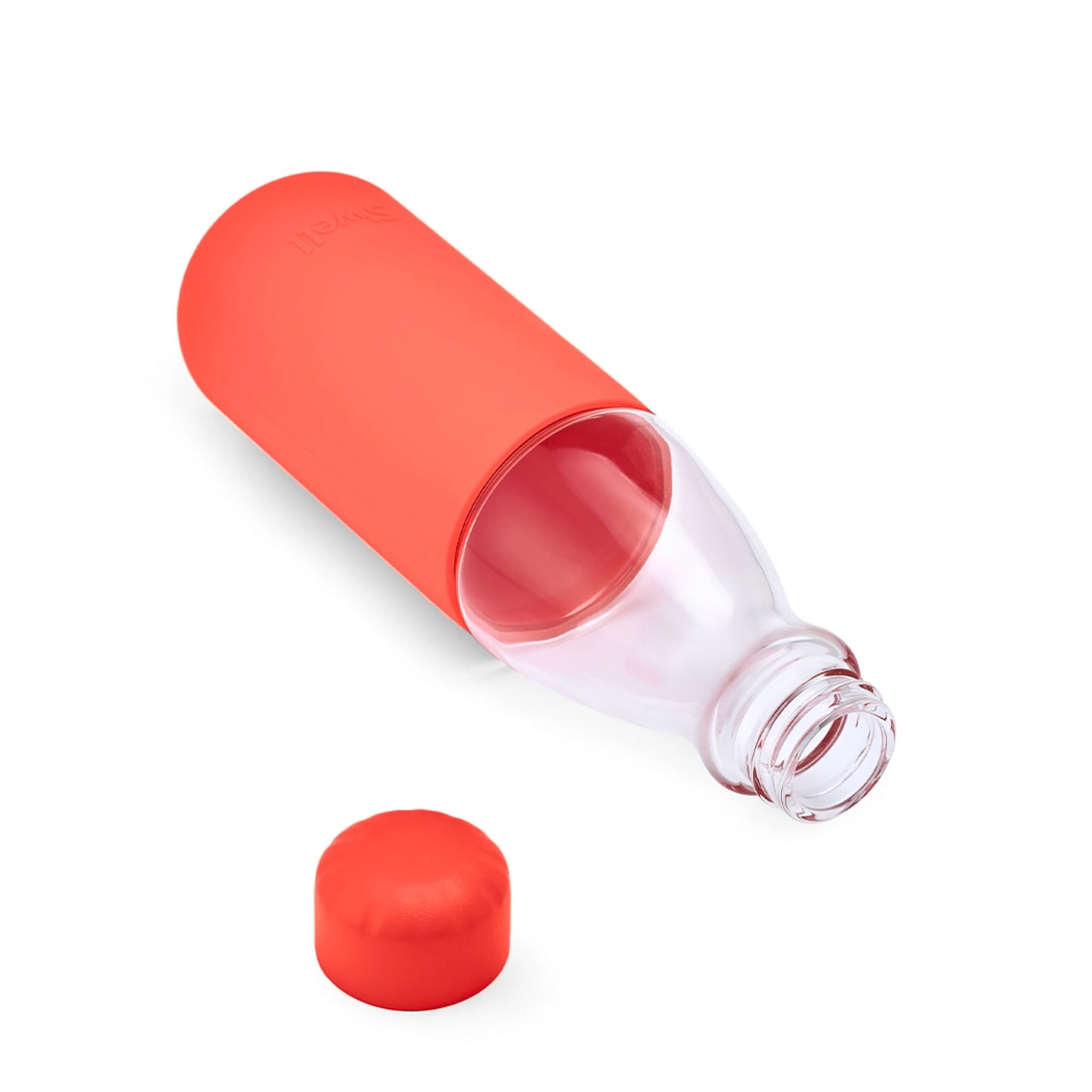 S'well Glass Original Water Bottle, 18oz, Radiant Coral, Borosilicate Glass Bottle With Protective Silicone Sleeve, Zero Plastic, Leakproof, BPA Free