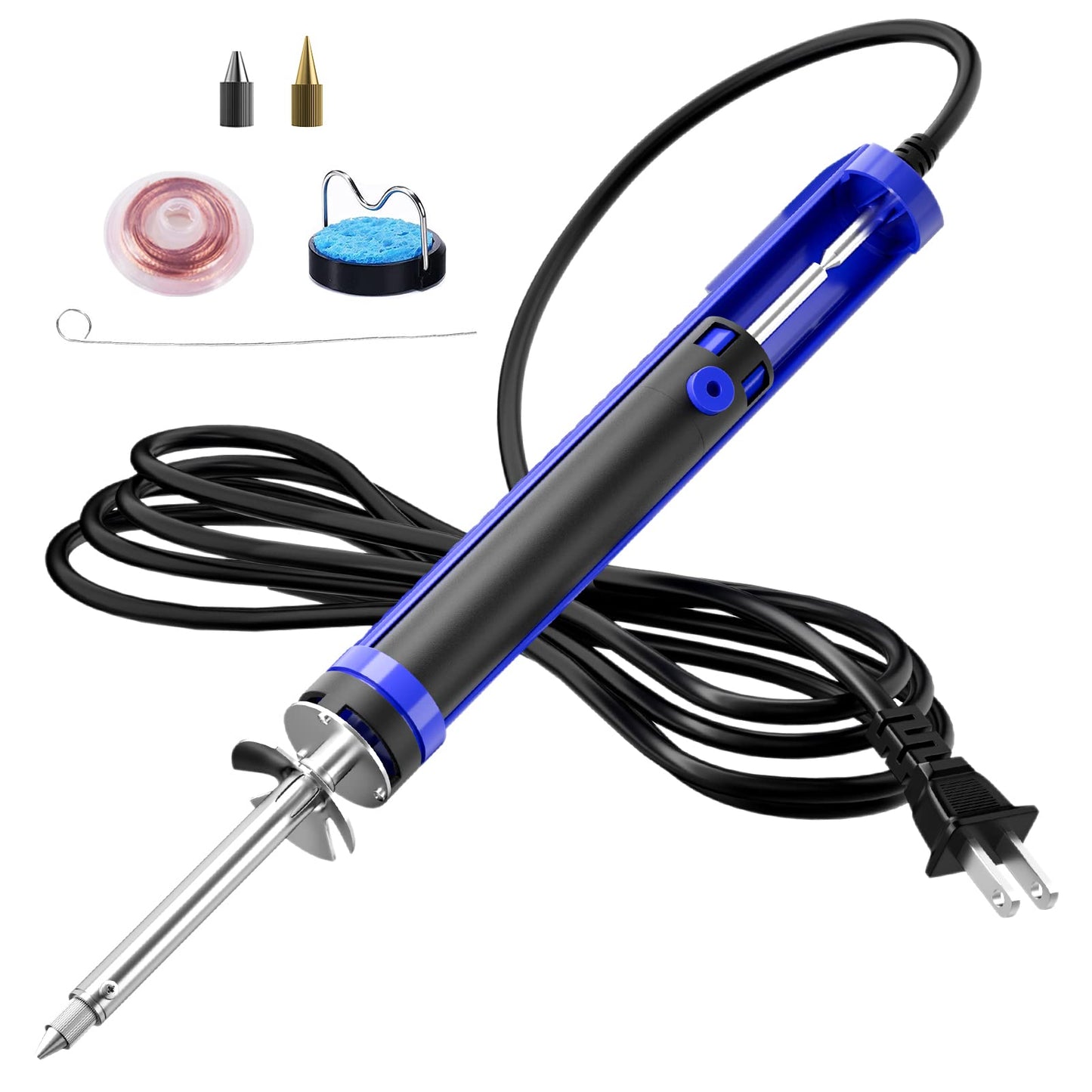 K KERNOWO 929D-V Electric Desoldering Soldering Iron Sucker – Desoldering Pump Tool with 1.0mm & 1.2mm Nozzles, Desoldering Gun with Wick & Cleaning Pin for Through-Hole Solder Removal