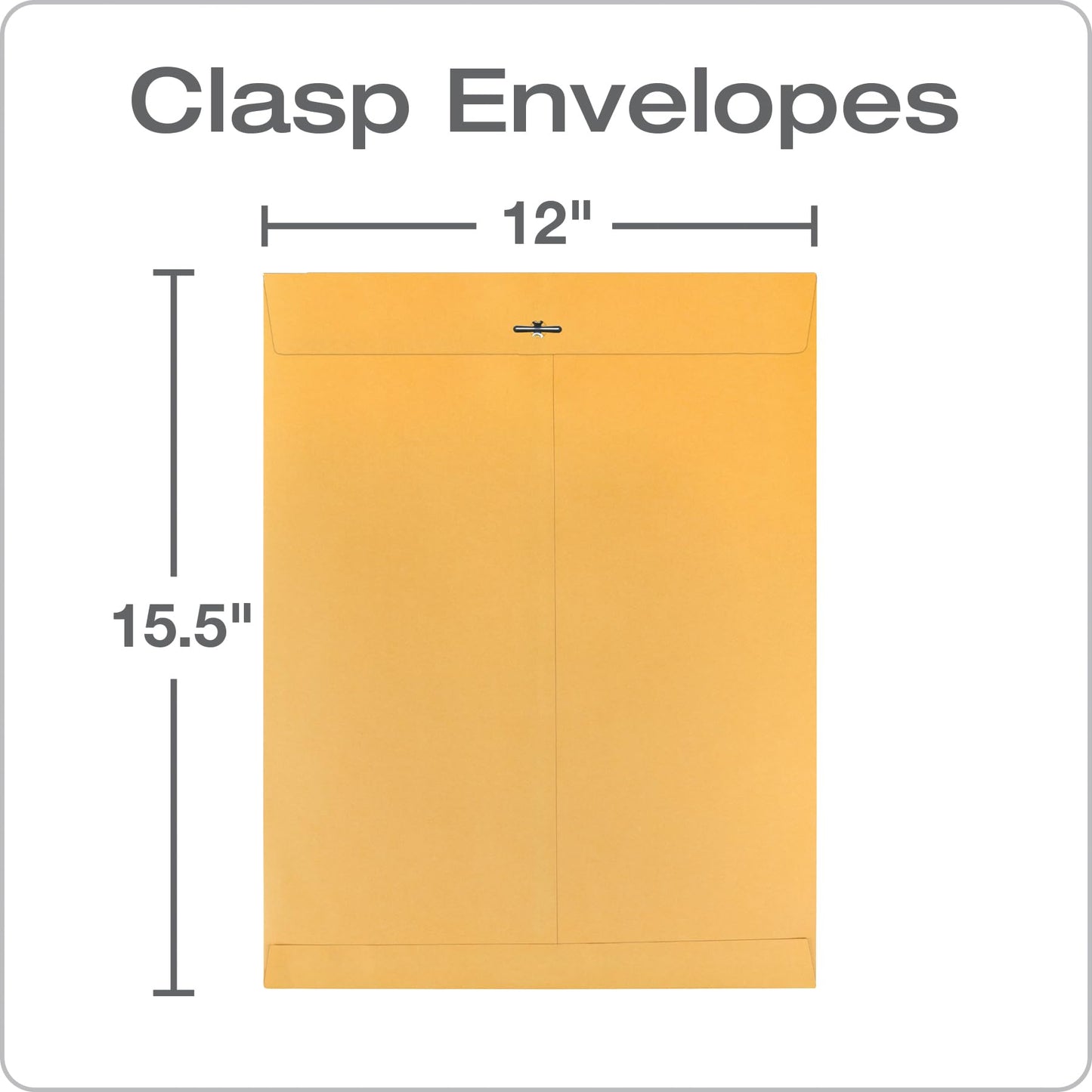 Quality Park Clasp Envelopes, 12 x 15-1/2 with Deeply Gummed Flaps for Permanent Secure Seal, Great for Filing, Storing or Organizing Documents, 28 lb. Brown Kraft, 100 per Box (QUA37910)