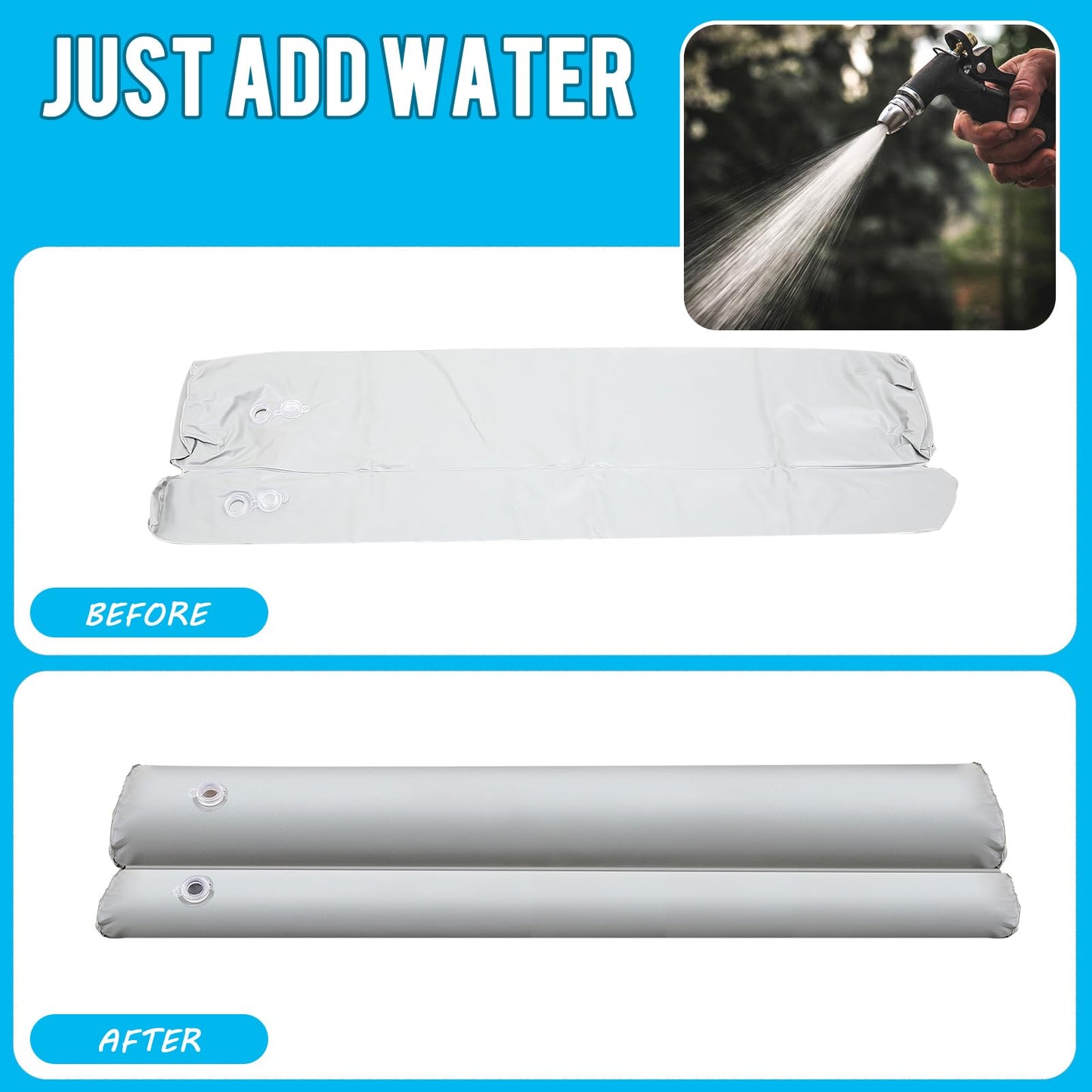 Frienda 6 Pcs PVC Flood Barriers for Home 4 ft x 9 in x 6 in Reusable Flood Prevention Barriers Water Barrier for Flooding PVC Flood Bags Sandbag Alternative PVC Water Diversion Tubes