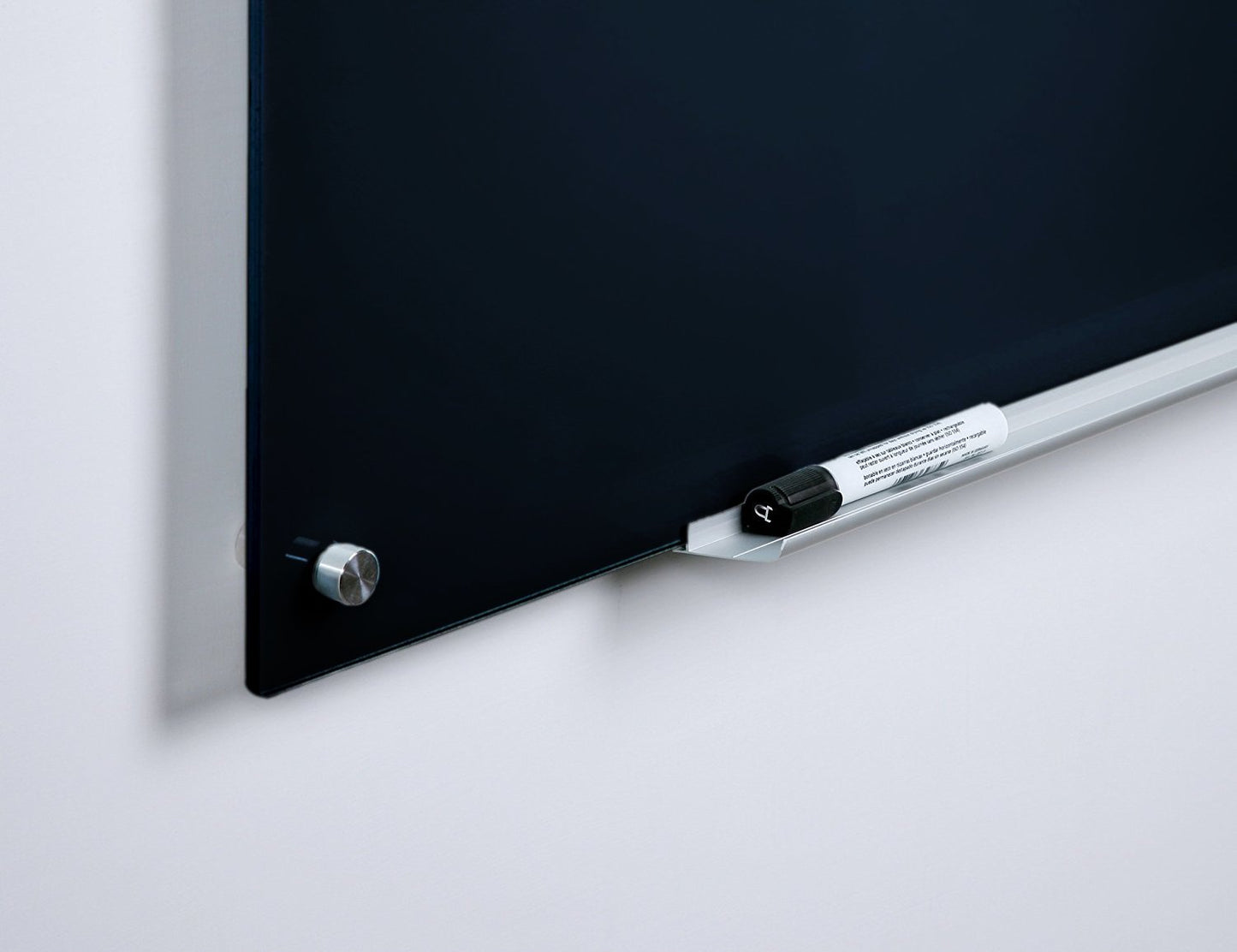 Audio-Visual Direct Magnetic Black Glass Dry-Erase Board Set - 3' x 2' - Includes Magnets, Hardware & Marker Tray