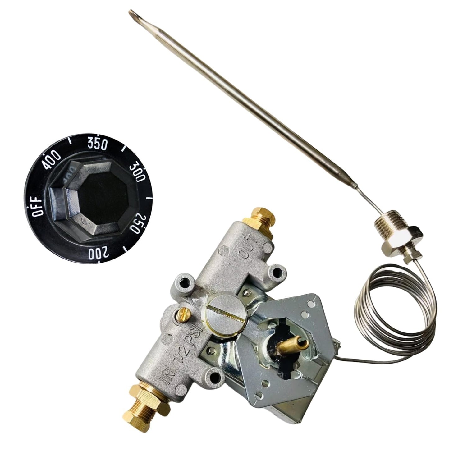 MCAMPAS Gas Fryer Thermostat W/ 200-400 F Range,1/4" Mpt Stuff Box Compatible With Pitco P5047588, Pitco GSA60301800, Pitco 4290-006 Gas Thermostat