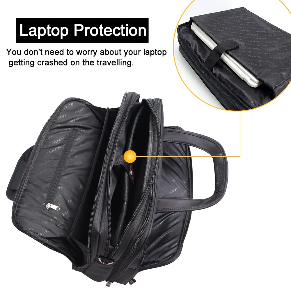 Large Briefcases For Men Canvas Tote Bag Laptop Case 19 Inch Computer Bag Work Bags Business Mens Bag Office Carrying Cases Messenger Bag Book Bag Black (X-Large Size