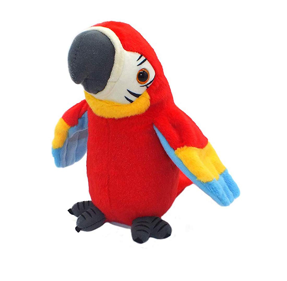QDD Talking Parrot Repeats What You Say Mimicry Pet Toy Plush Buddy Children Gift (Red)