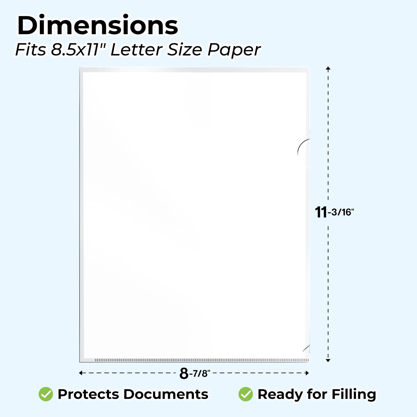 Dunwell Clear Folders for Documents, Plastic 8.5x11 File Sleeves for Document Protection, Filing, Storage, Organization (60 Pack) Transparent Folders with Pockets, Durable Letter Size Document Holder
