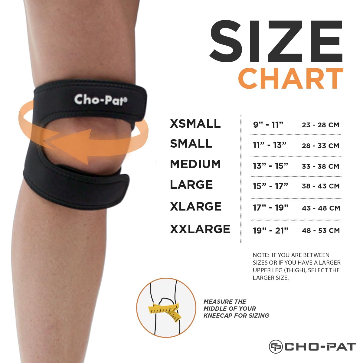 Cho-Pat Dual Action Double-Layer Adjustable Knee Strap, Pain Relief for Chondromalacia, Osgood Schlatter’s, Tendonitis, and Meniscus Tears, Large