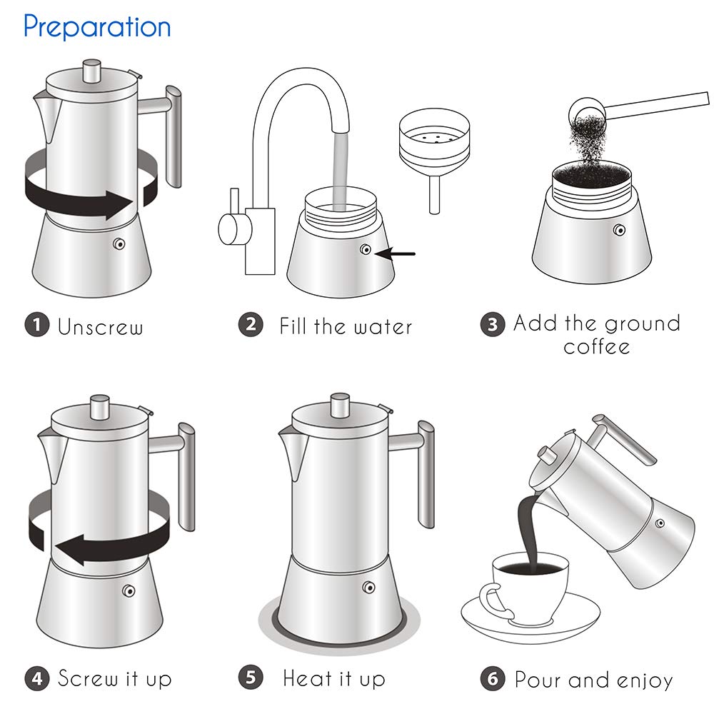 Easyworkz Diego Stovetop Espresso Maker Stainless Steel Italian Coffee Machine Maker 12Cup 17.5 oz Induction Moka Pot