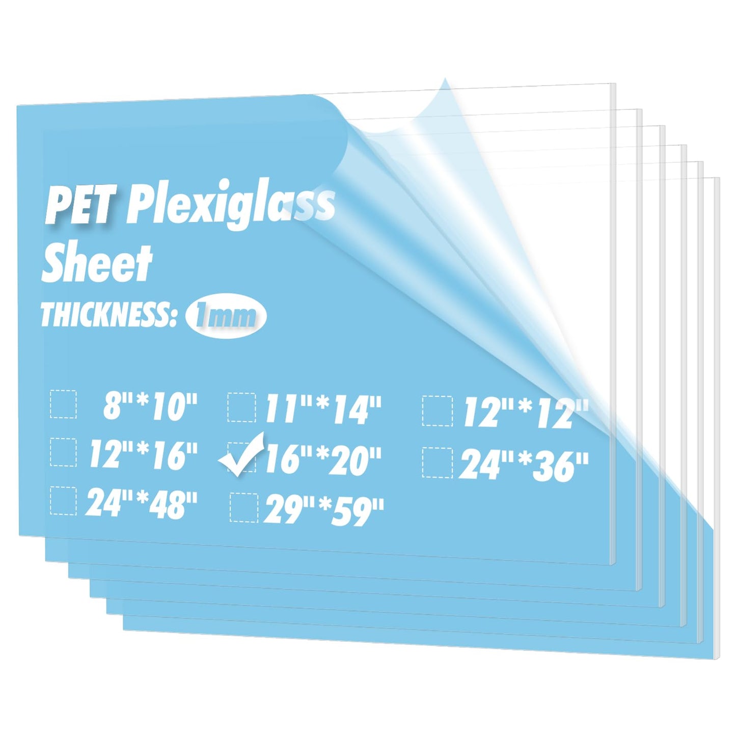 Art3d 10-Pack of 16×20" PET/Plexiglass Sheets, Transparent Clear Flexible Plastic Sheet Panels for Craft, Picture Frames, Sign Blank, DIY Display Project