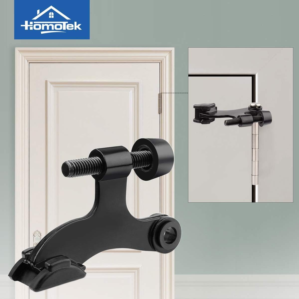 HOMOTEK 48 Pack Hinge Pin Black Door Stopper,Adjustable Deluxe Heavy Duty Door Stopper 2-1/2"x1-3/4,with Black Rubber Bumper Tips