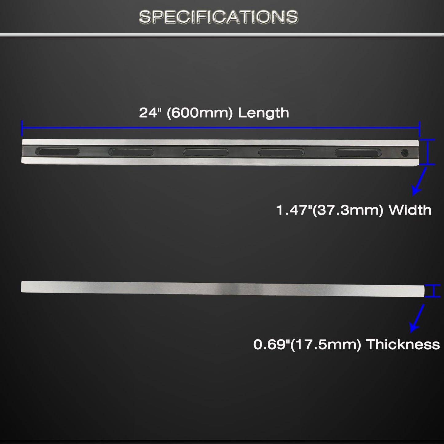 ReluxGo 24 Inch Machinist Precision Steel Straight Edge Tool, Cylinder Head Straight Edge, Straight Edge Machined Flat with Complimentary Feeler Gauges for Checking Cylinder Heads and Engine Blocks