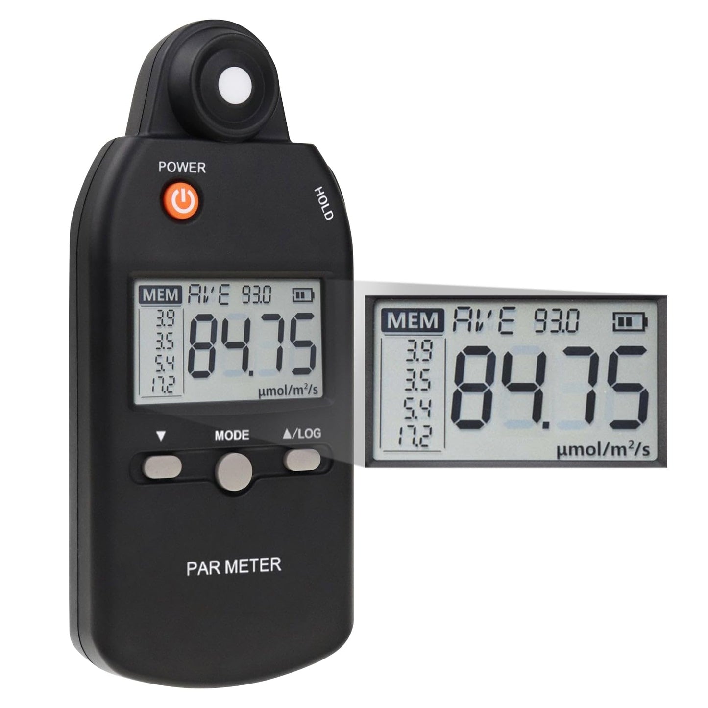 Quantum PAR Meter for LED Grow Light Full Spectrum PPFD Meter High Precision Quantum Sensor, Light Meter for Plants, Greenhouse and Farming Lux Meter Tester 400-700nm