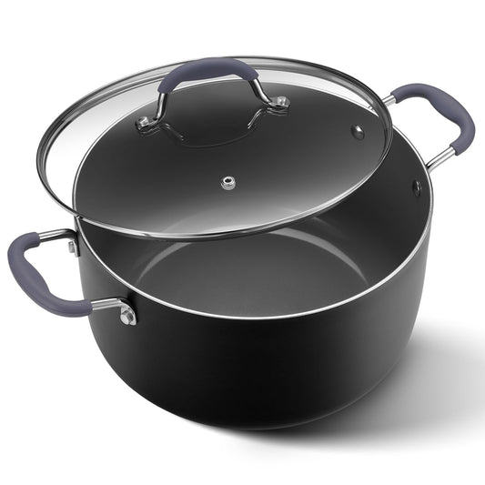 10 Quart Nonstick Stock Pot with Lid, Ceramic Soup Pot with Lid, Induction Cooking Pot with Silicone Handle for All Stoves, Healthy Non-toxic Cooking Pot for Stew/Pasta, PFAS & PFOA Free