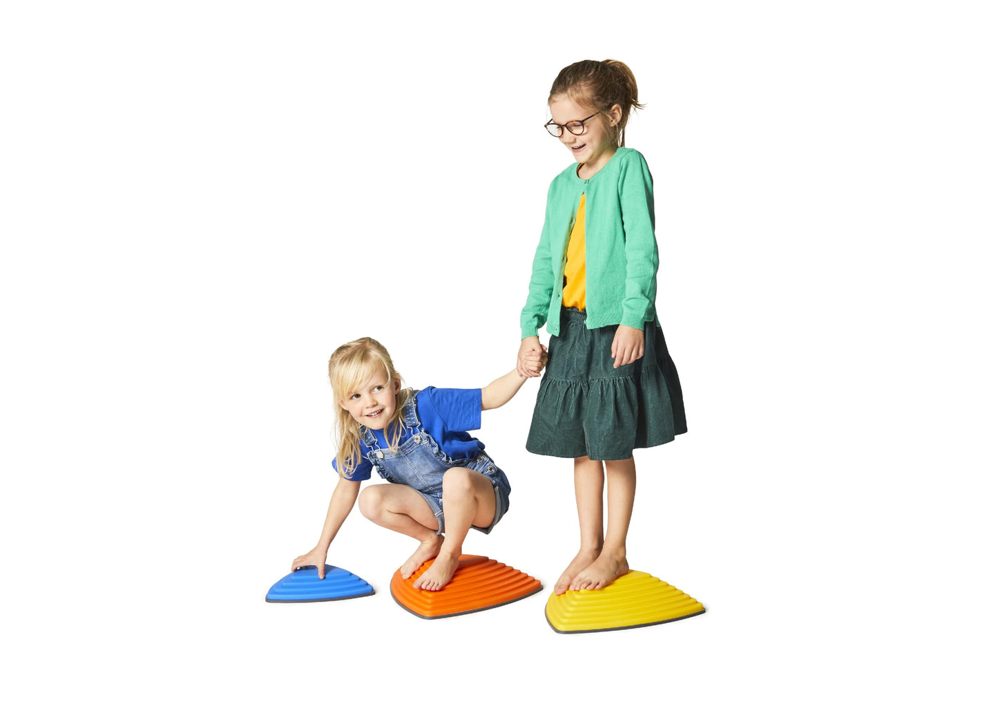 GONGE River Stones - The Original Kids Play Stepping Stones for Balance and Coordination, Non-Slip bottom, Stackable, for Indoor and Outdoor, Set of 6 - Vibrant