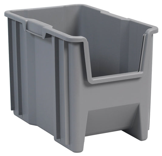 Akro-Mils 13014 Stak-N-Store Heavy Duty Stackable Open Front Plastic Storage Container Bin, (17-1/2-Inch x 11-Inch x 12-1/2-Inch), Gray, (4-Pack)