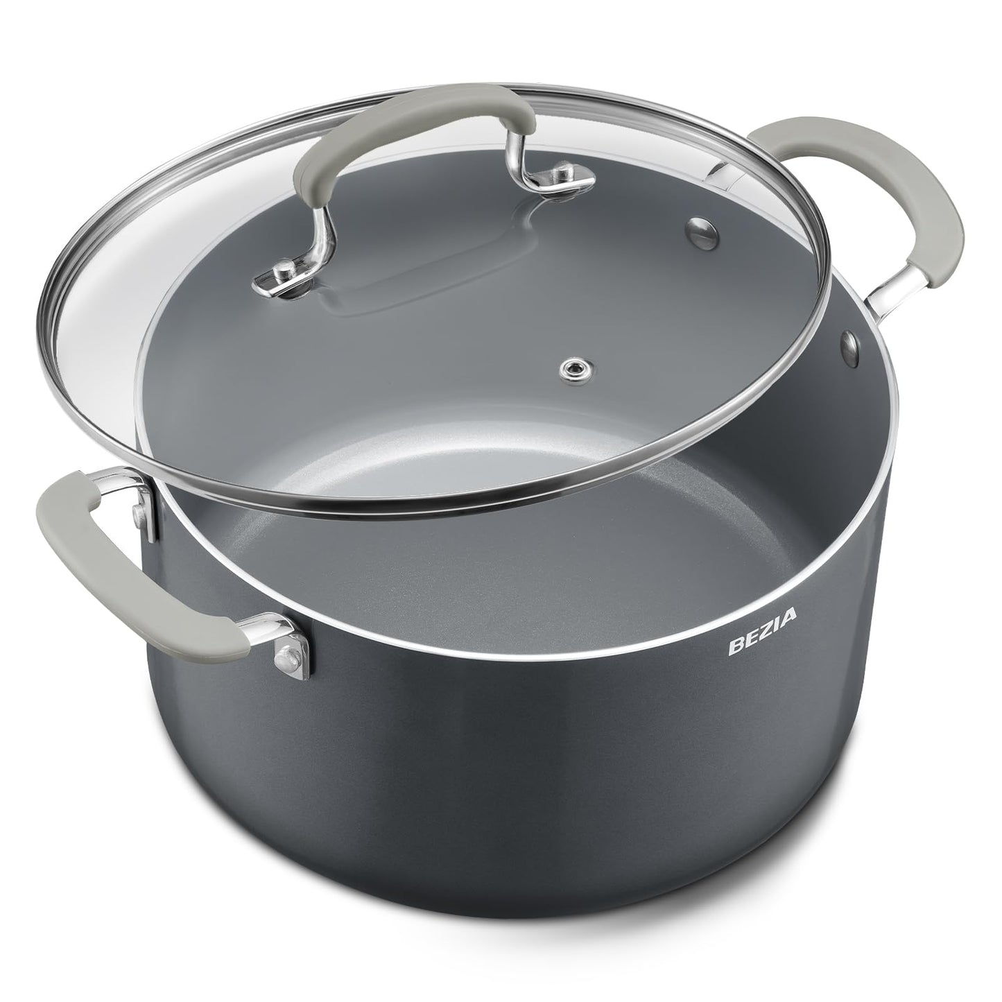 12 Quart Nonstick Stock Pot with Lid, BEZIA Ceramic Big Soup Pot for Holiday Feasts, Cooking Pot with Stay-Cool Silicone Handle, Easy Cleanup, Perfect for Large Gatherings, Gift Giving & Batch Cooking