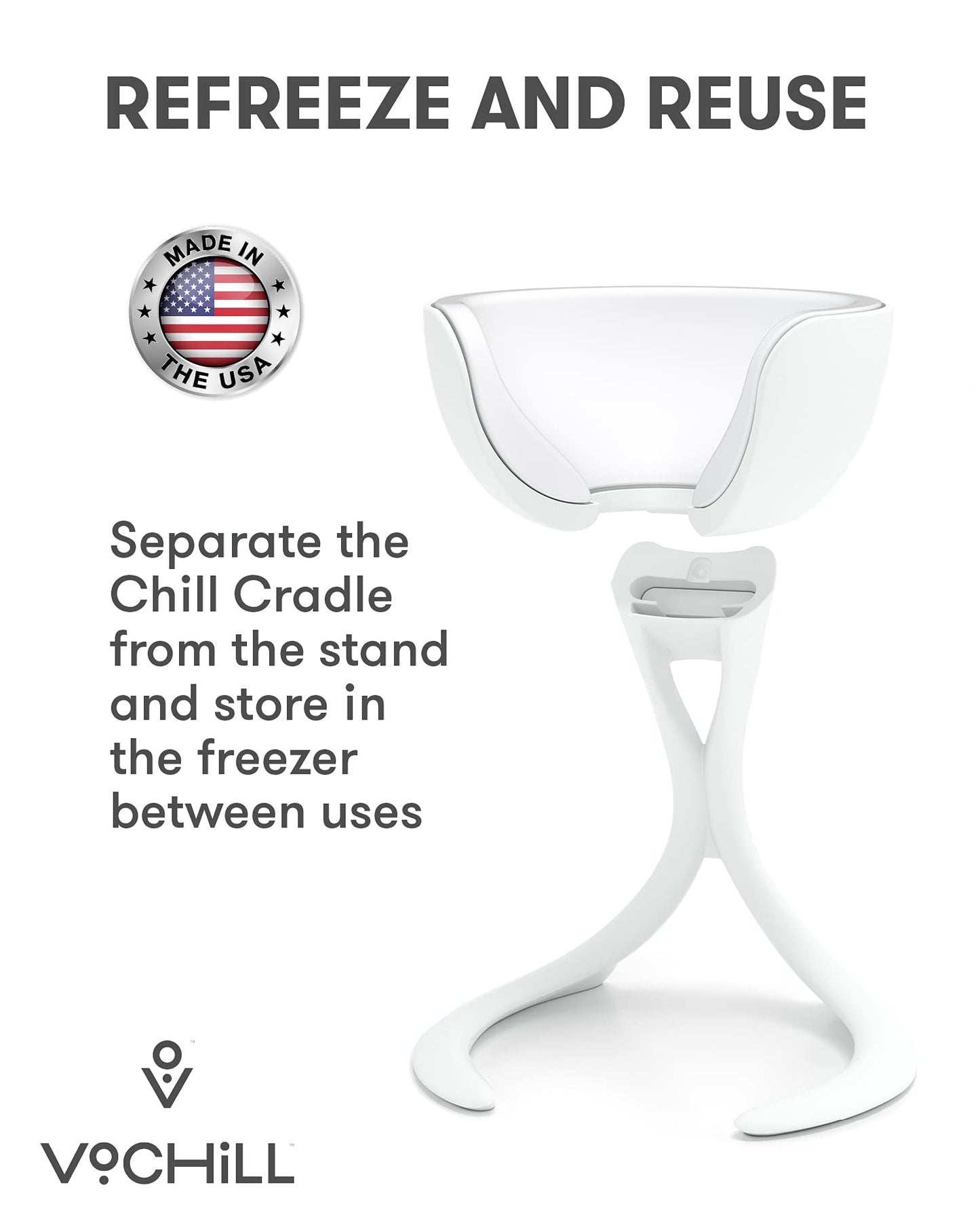 VoChill Stemmed Wine Glass Chiller | Made in USA | Radically cool wine tool – keeps wine perfectly chilled in your glass | Refreezable Chill Cradle actively chills (Sand, Perfect Pair)