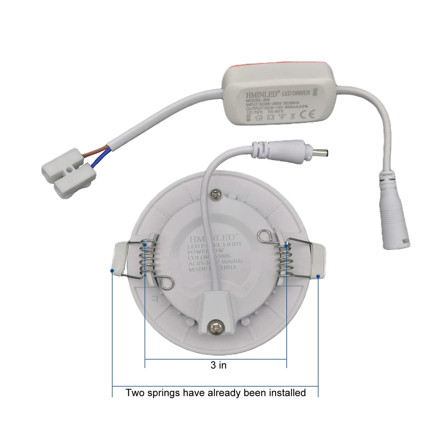 HMINLED 3 Inch 3 Watt Ultra-Thin Recessed Ceiling Light, 255Lm Energy Saving LED Slim Round Downlight, 6000K~6500K Cold White, Pack of 10