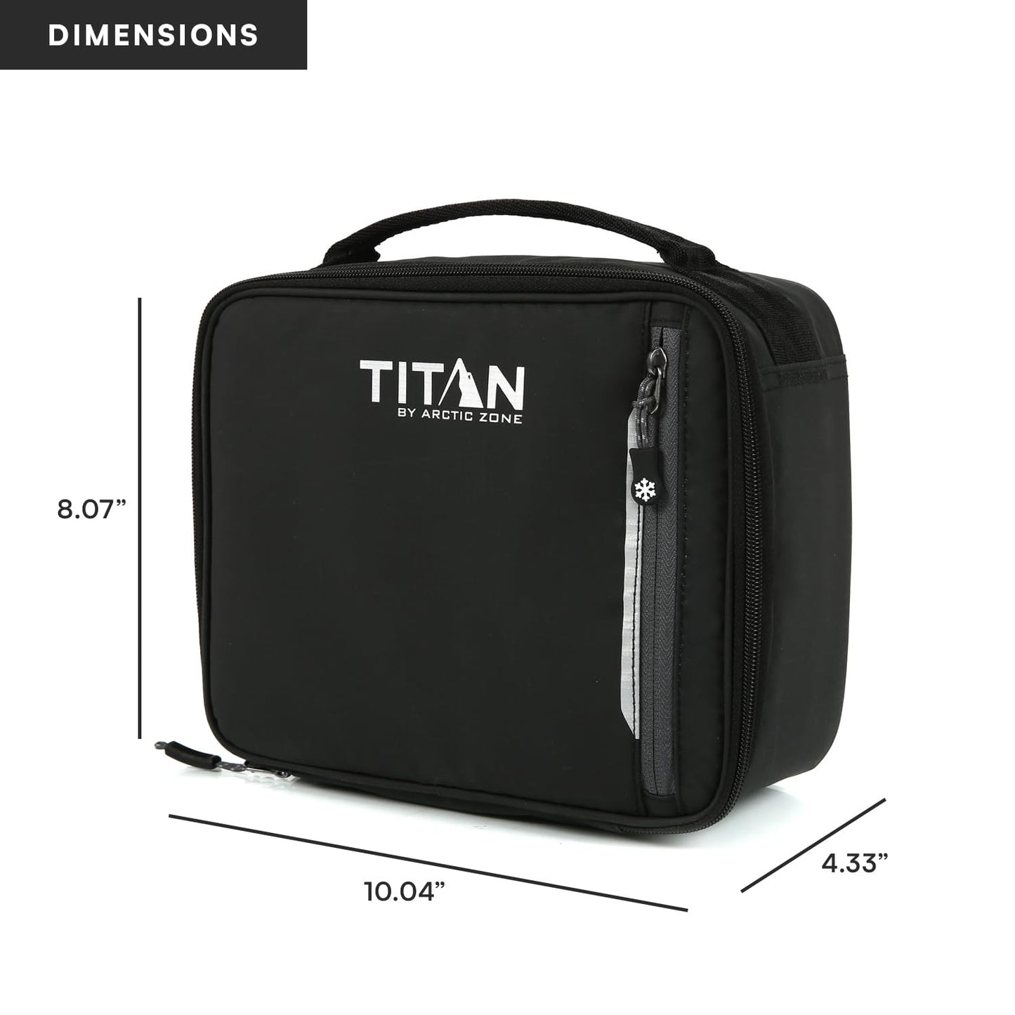 Titan by Arctic Zone Fridge Cold Lunch Box with 2 Gel Ice Packs, Small Insulated Cooler Bag with Leak Proof Lining for School and Work, Black Ice