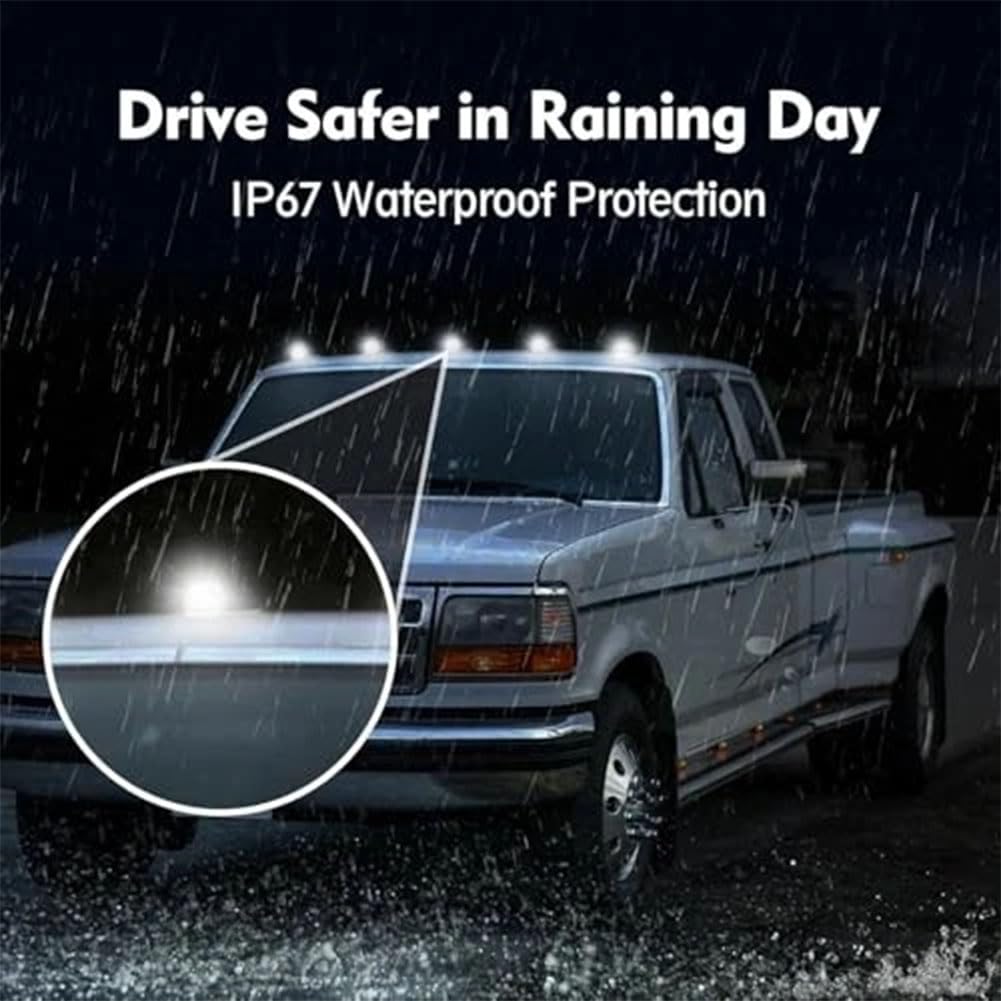 Chaviva 2026 Upgrade Solar Cab Lights for Trucks - No Drill Roof LED Marker Lights with Vibration Sensor | Solar Powered Waterproof Clearance Lights for Semi Truck, Pickup