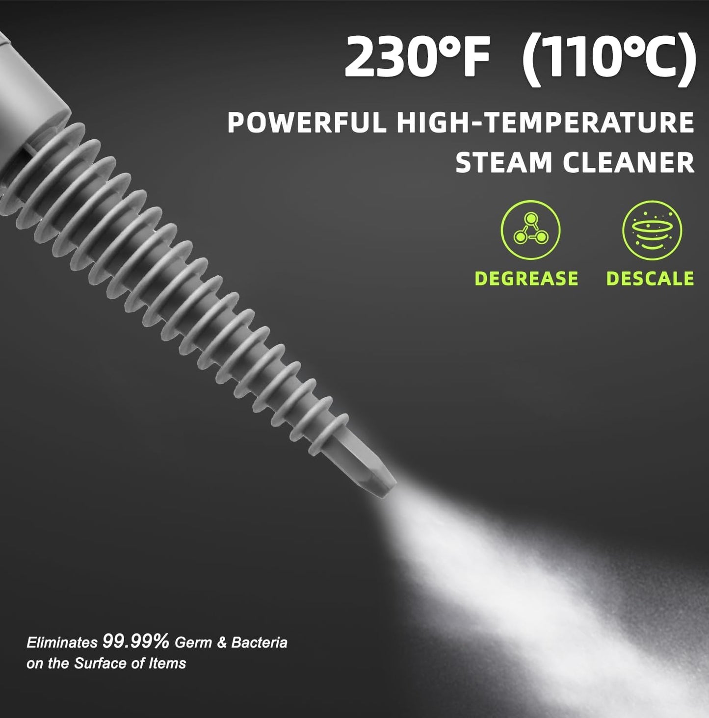 Outspurge Handheld Steam Cleaner, Pressurized Multi-Surface Steam Shot with 13 Accessories, Safety Lock, Steamer for Cleaning Floor, Upholstery, Grout, Windows, Couch and Car (Black)