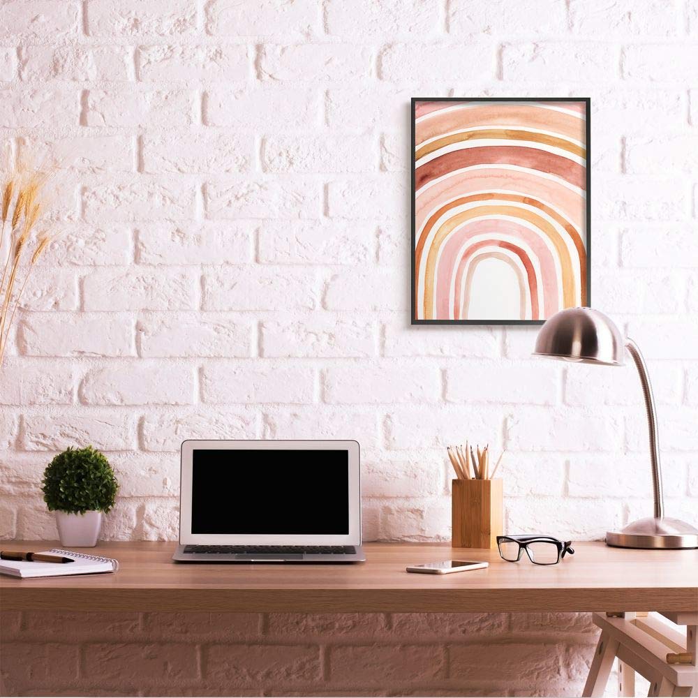 Stupell Industries Warm Red Shades of Abstract Arches Watercolor Painting, Designed by Victoria Borges Wall Art, 24 x 30, Black Framed