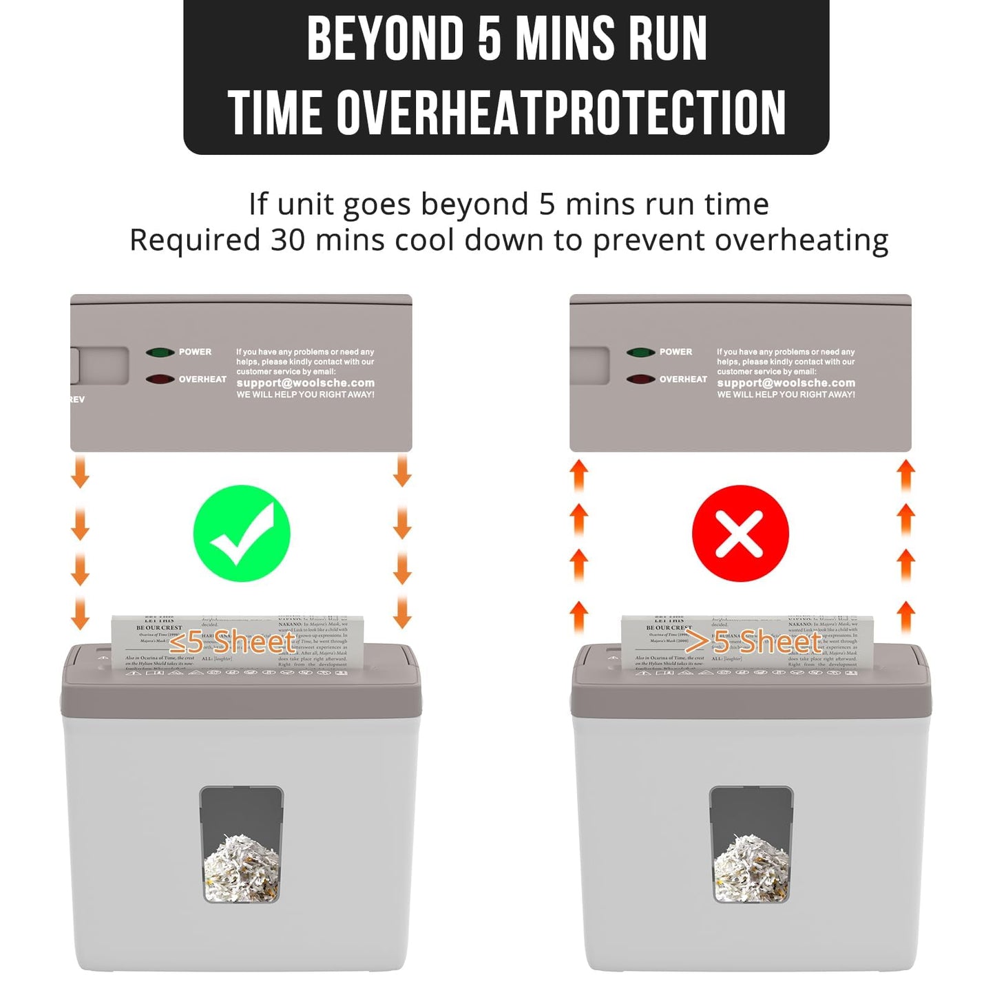 Suntiko 5-Sheet Cross Cut Paper Shredder for Home Office, P-4 High Security Level Document Shredder with 2.38 Gallon Bin, Jam Proof Design & Thermal Protection for Professional Use, Brown + White