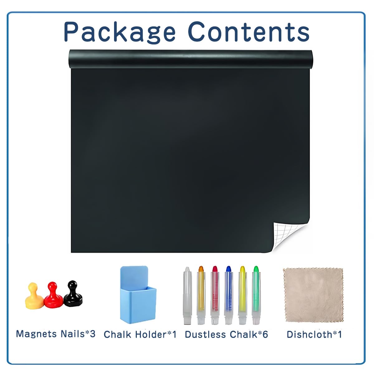 Babenoun Chalkboard Wallpaper Stick and Peel, 36" x 48" Magnetic Chalk Board Contact Paper with Adhesive on Wall for School, Office, Kitchen Fridge, Kids Drawing with Dustless Chalk