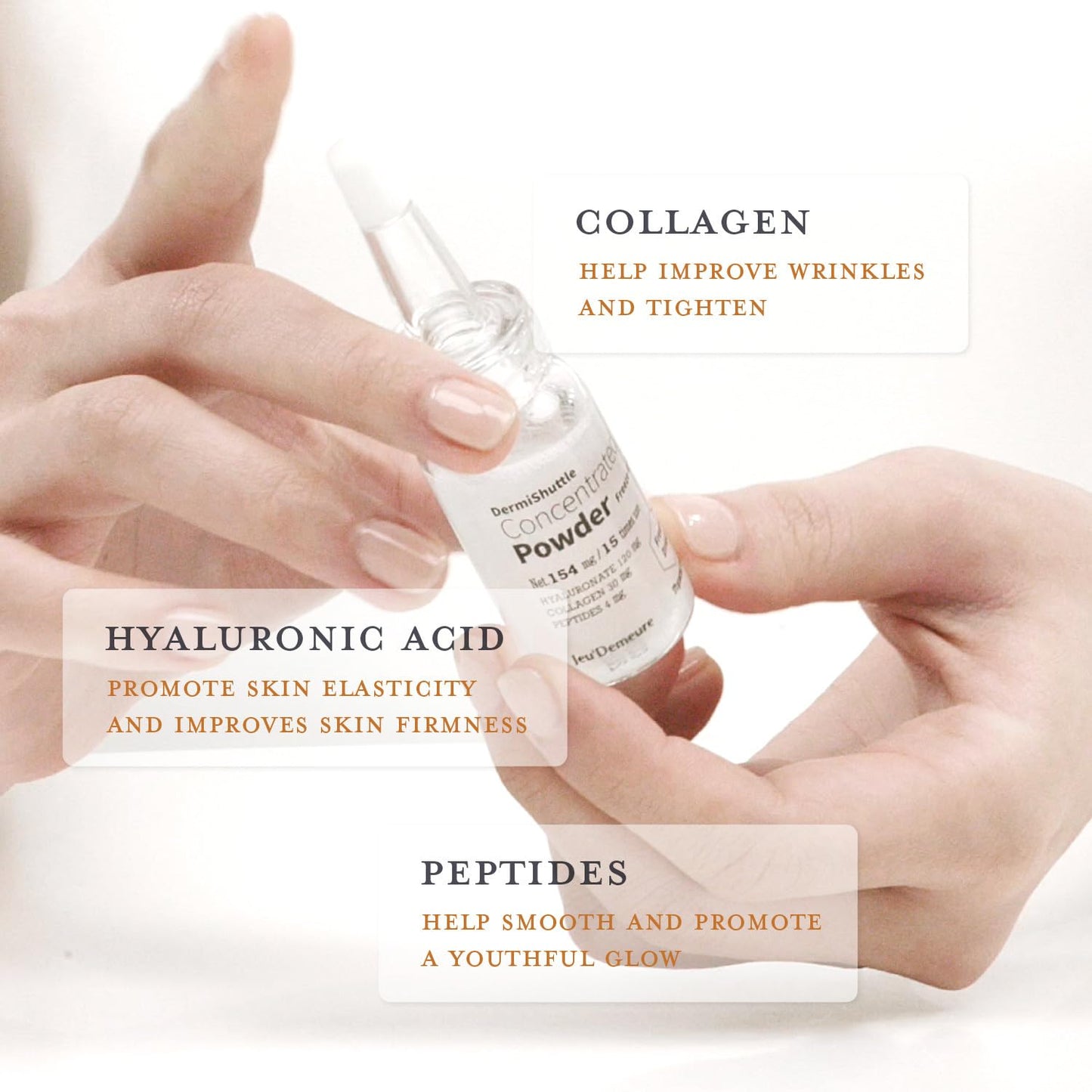 JEU'DEMEURE Collagen, Peptide, Hyaluronic Acid Serum, Instant Face Lift Korean skin care Serum for Anti-Aging, Microneedling, Skin-Firming, Brightening, Hydrating for Face & Eye (without microneedle)