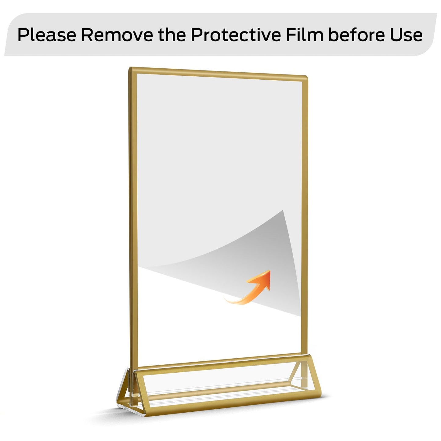 Smarpau 5x7 Gold Acrylic Sign Holder 16 Pack Gold Frame Table Number Holders Vertical Double Sided Picture Frames Table Menu Stand Flyer Display for Home Office
