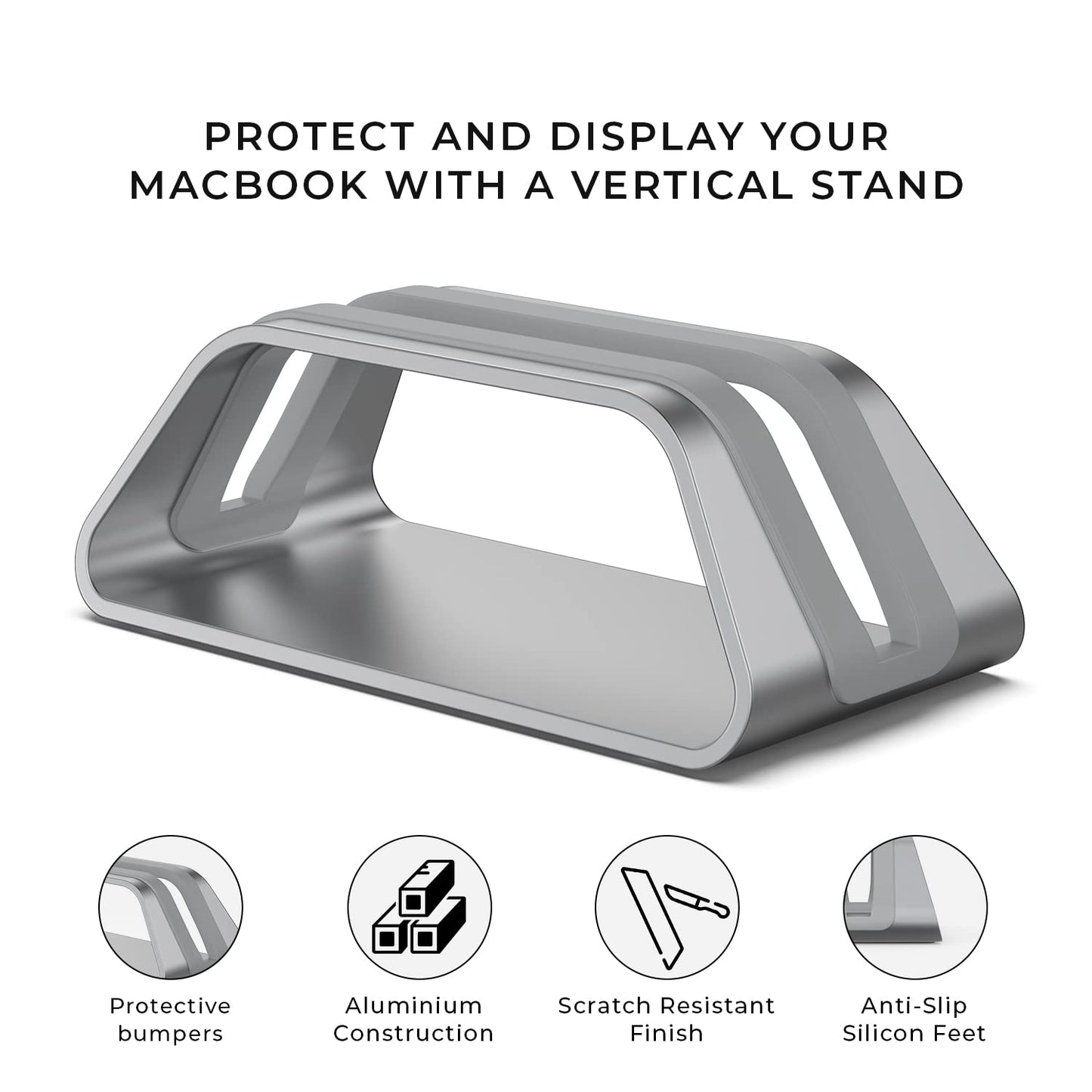 HumanCentric Vertical Laptop Stand for MacBook, Compatible with MacBook Pro Stand, MacBook Air Stand, Laptop Holder for Apple Laptop Desk Stand, Laptop Vertical Stand, MacBook Stand in Space Gray