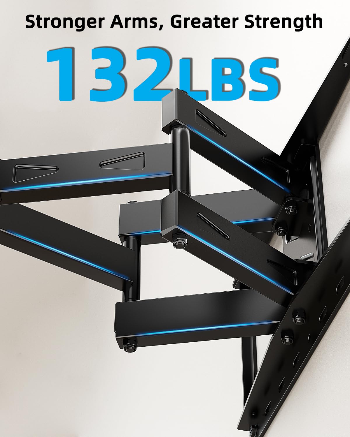HOME VISION Full Motion TV Wall Mount with Soundbar Bracket for 32-70 Inch TVs, Articulating Dual Arms, Swivel and Tilt, Fits 8" 12" 16" Stud, Max VESA 400x400mm, up to 132lbs