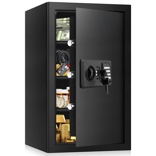 5.0 Cub Large Home Safes Fireproof Wterproof, Anti-theft Fireproof Safe with Programmable Keypad, Spare Keys and Alarm Systerm, Digital Home Security Safe Box for Document Money Medicines