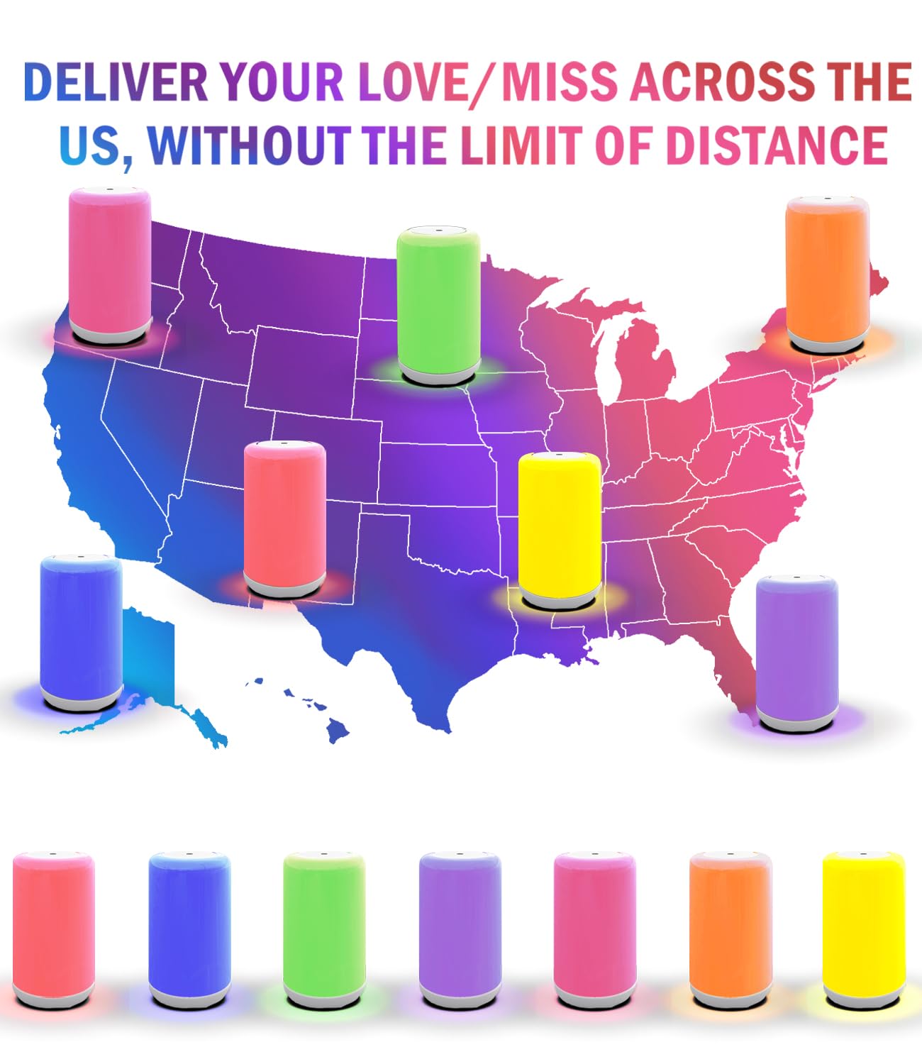 Long Distance Touch Lamps- App Touch Lamps to Keep in Touch and Express Your Miss with Relatives Friends Lovers Classmates etc, No Time or Location Limit - Set of 2