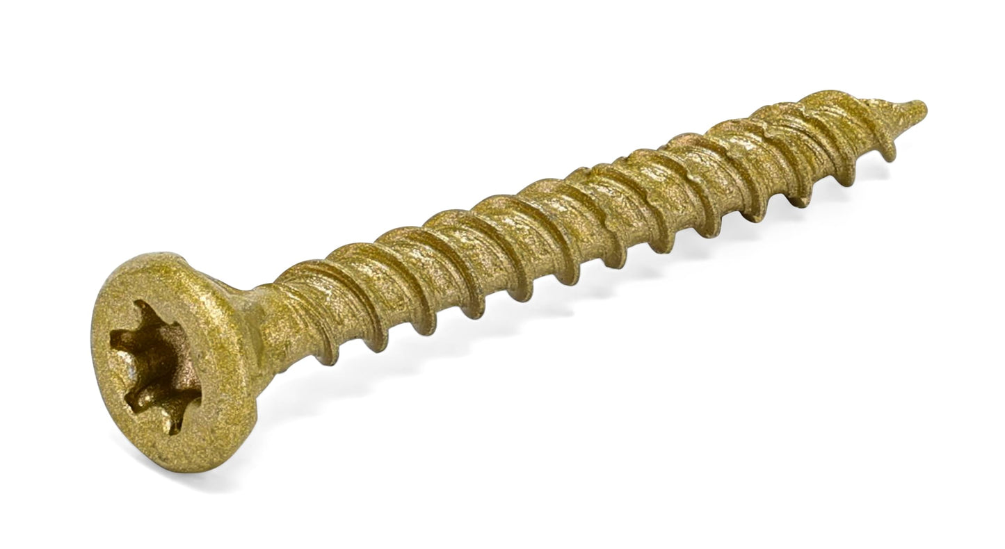 Power Pro 48606 Wood Screws, #8 x 1-1/2", Premium Outdoor Deck Screws, Rust Resistant, Epoxy Coated Bronze, 5lb Tub, 1015 pcs