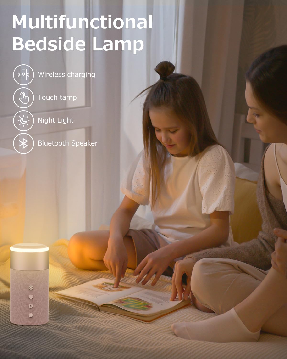 COLSUR Bluetooth Speaker with Night Light, Magnetic Wireless Charger, 2 in 1 Wireless Charging Station for iPhone 16/15/14/13/12 Series, AirPods Pro/3/2, Gift for Teens/Women/Girls/Boys/Man