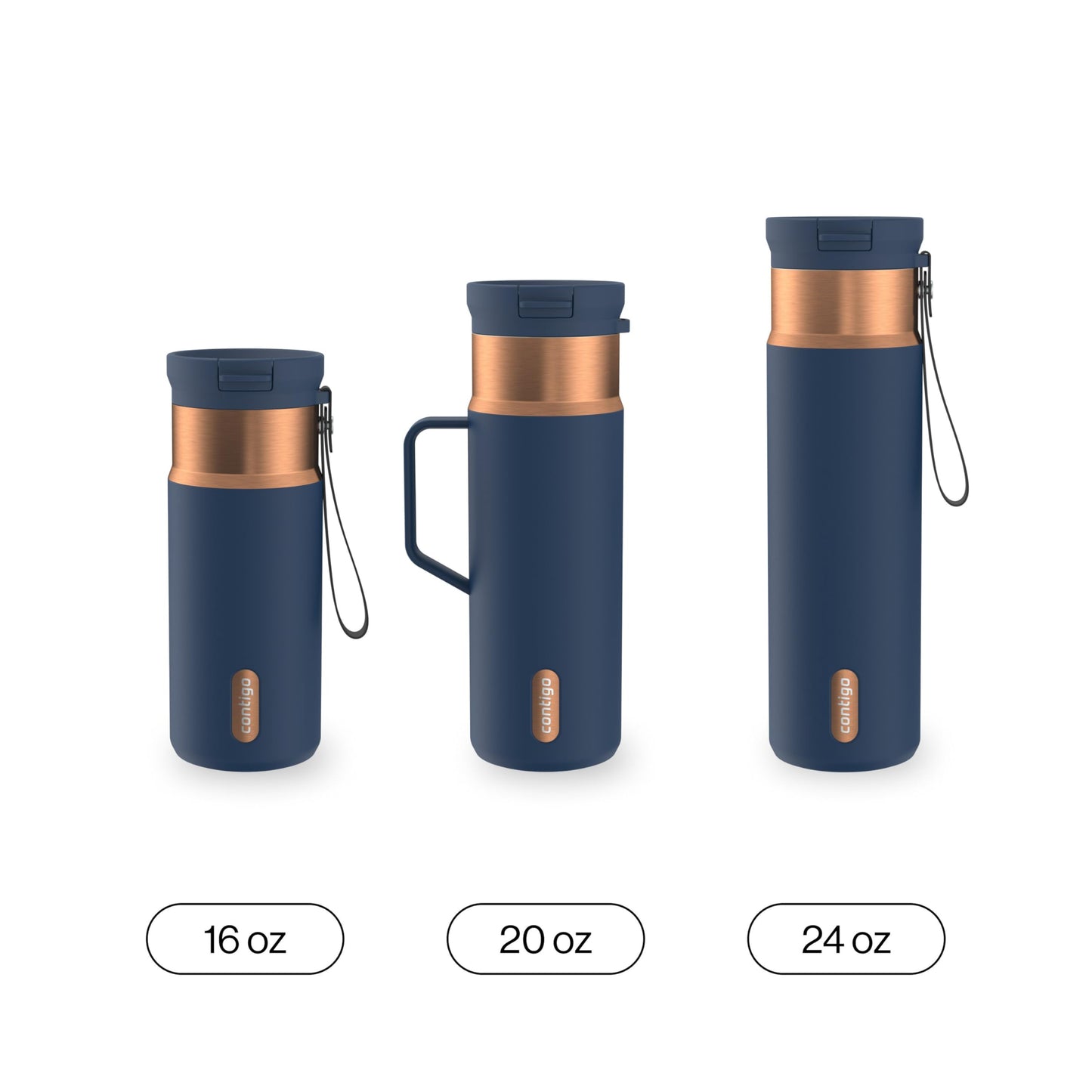 Contigo SnapSeal 24 oz Stainless Steel Vacuum-Insulated Water Bottle with Leakproof AutoClose Lid, Carry Strap & Reusable Straw, BPA-Free & Lead-Free, Dishwasher Safe