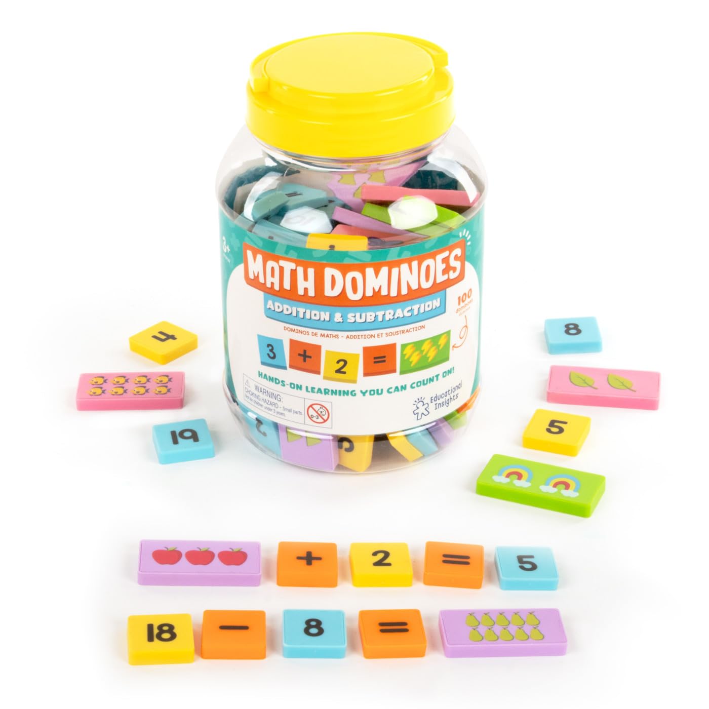 Educational Insights Math Dominoes Addition & Subtraction - Math Preschool Activities for Classroom & Home, Toddler Learning Toys, Gift for Ages 3+