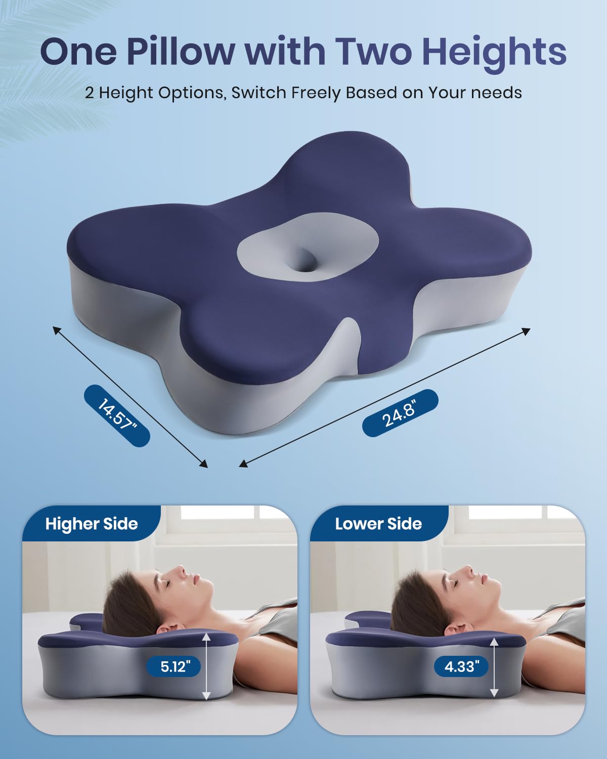 FAIORD Cervical Neck Pillow for Pain Relief, Cooling Excellent Support Side Sleeper Pillow for Adults, Ergonomic Memory Foam Pillows for Sleeping, Contour Neck Pillow for Side Back Stomach Sleepers