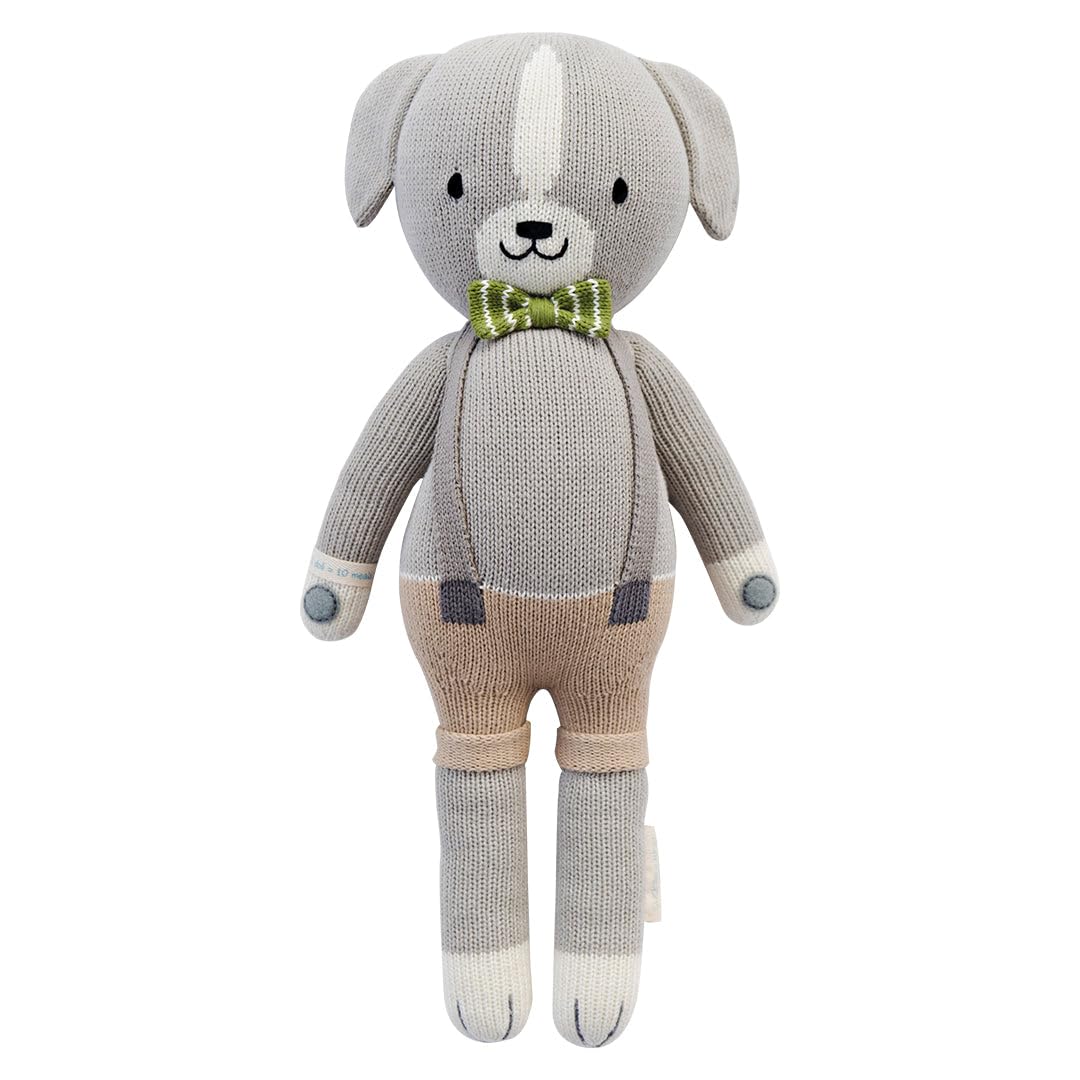 Noah The Dog Little 13" Hand-Knit Doll – 1 Doll = 10 Meals, Fair Trade, Heirloom Quality, Handcrafted in Peru, 100% Cotton Yarn