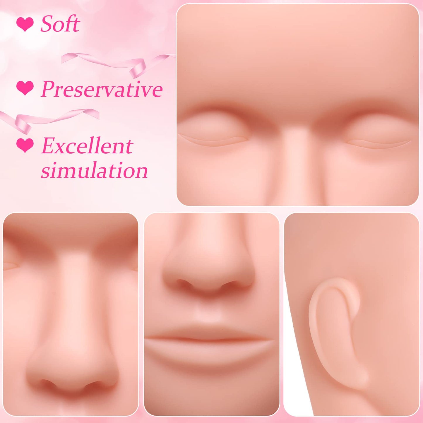 Reginary 6 Pcs Lash Mannequin Head Silicone Plastic Head Esthetics Mannequin Head Practice Training Head Makeup Head Makeup Mannequin Training Head for Practice Makeup Massage Graft Eyelash(White)