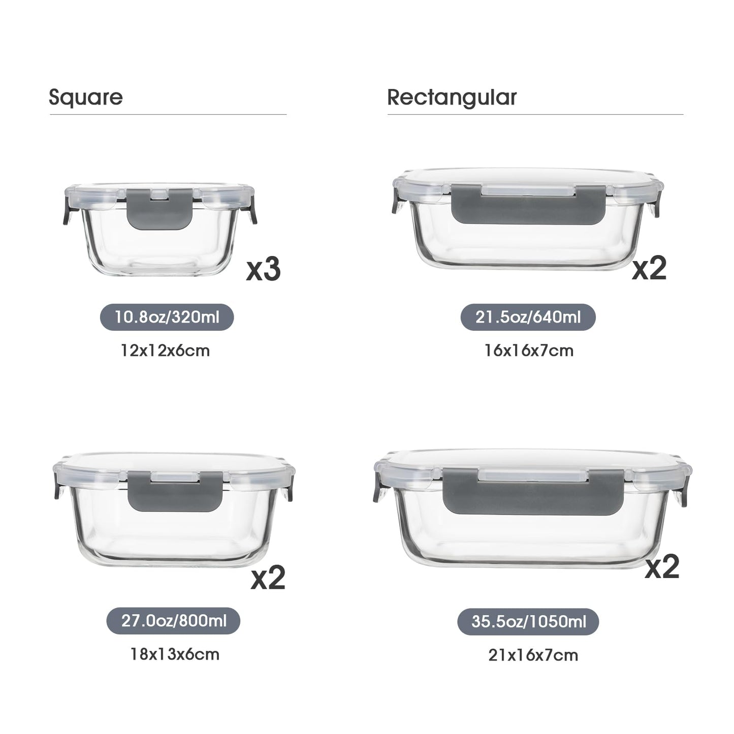 salient S 18 Pieces Glass Food Storage Containers with Lids,Airtight Glass Meal Prep Containers,Glass Storage Containers Set for Kitchen,Pantry BPA Free & Leak Proof (9 lids & 9 Containers)