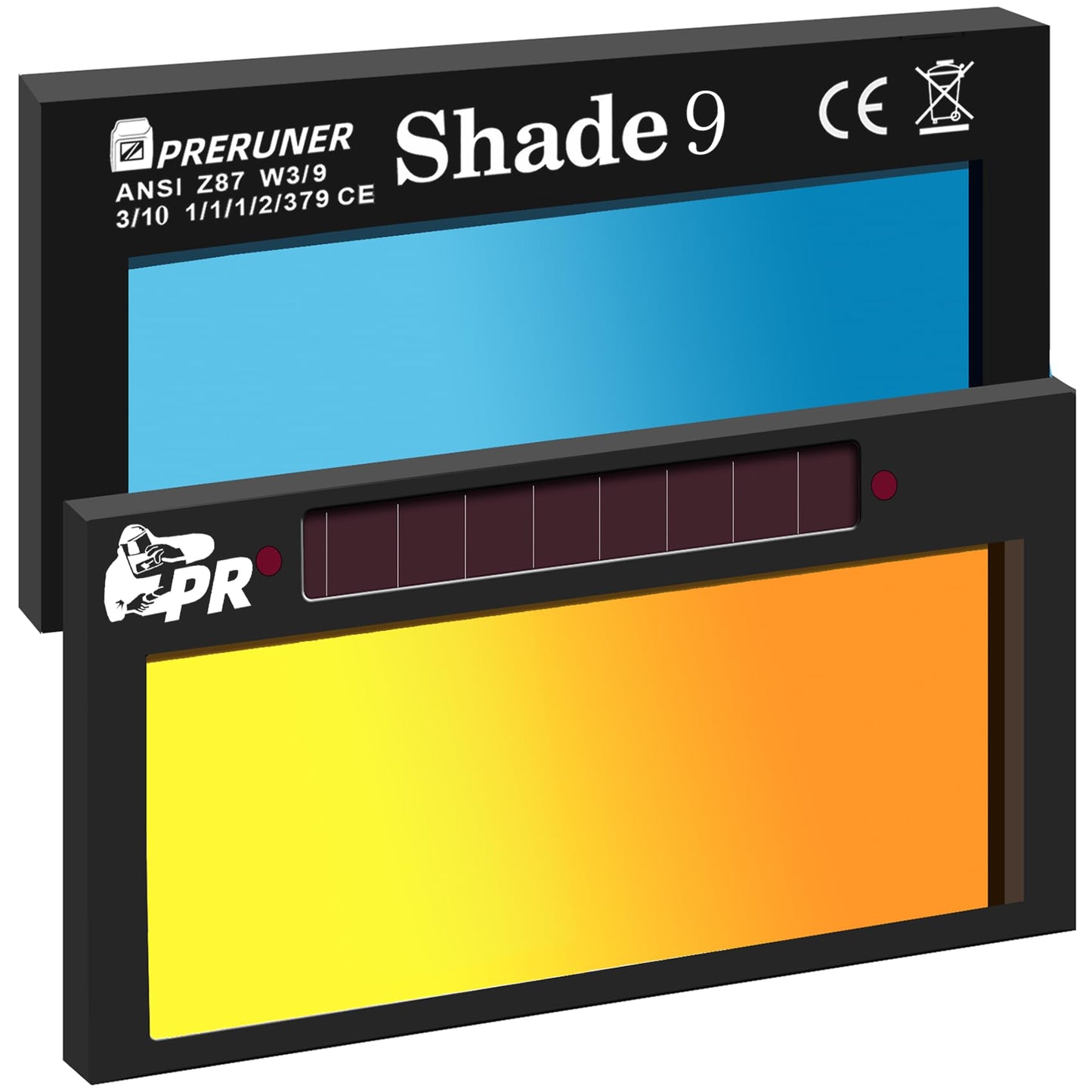Gold Shade 9 2x4 1/4 Auto Darkening Welding Lens, Cool Blue Puddle Technology 2x4 Welding Lens, Welding Lens Auto Darkening Replacement for a Sugar Scoop Welding Hood or Pancake Welding Hood