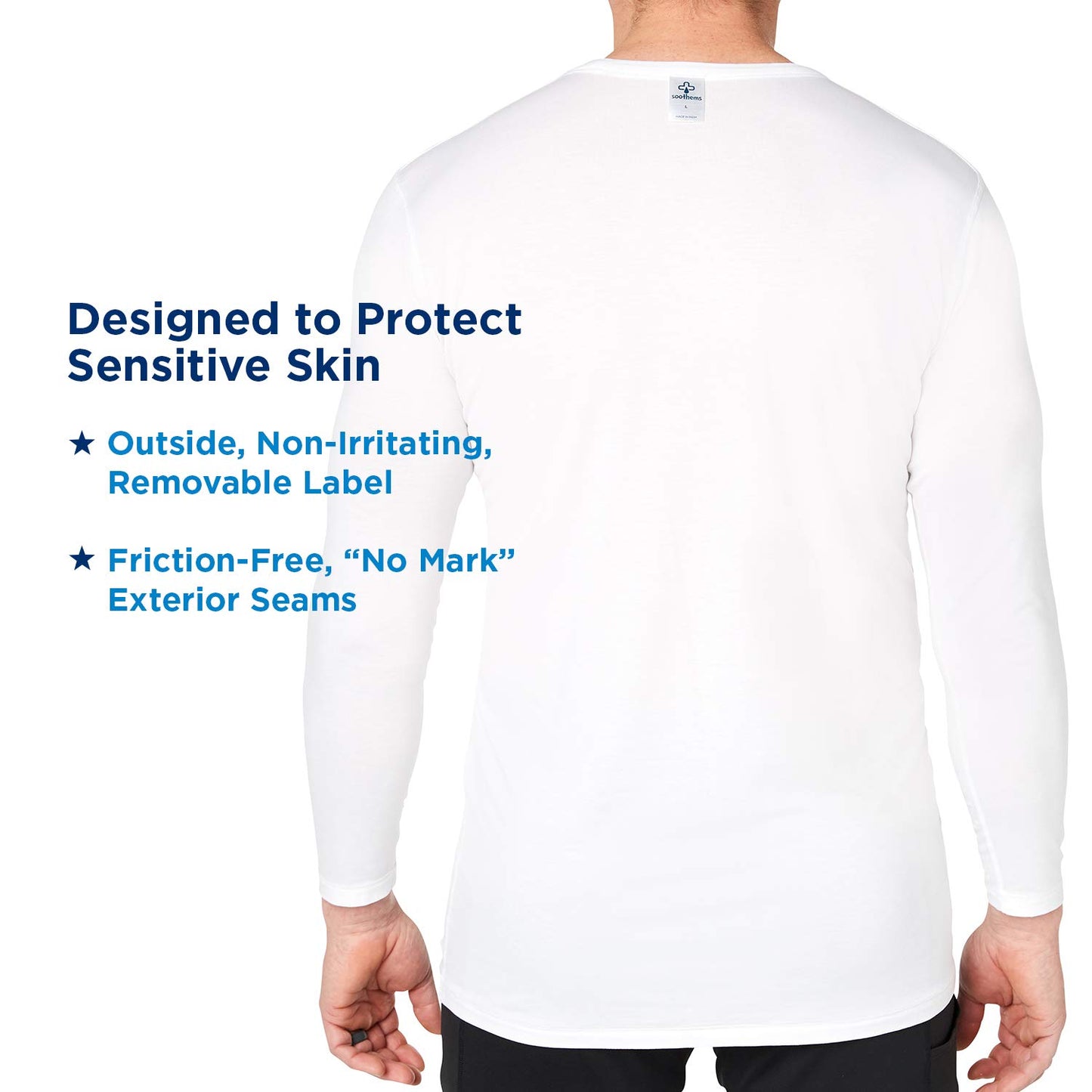 Eczema & Psoriasis Clothing Relief Treatment Shirt for Moderate to Severe Sensitive Dry Skin for Men (Size M) – Also Used as a Wet Wrapping Therapy White