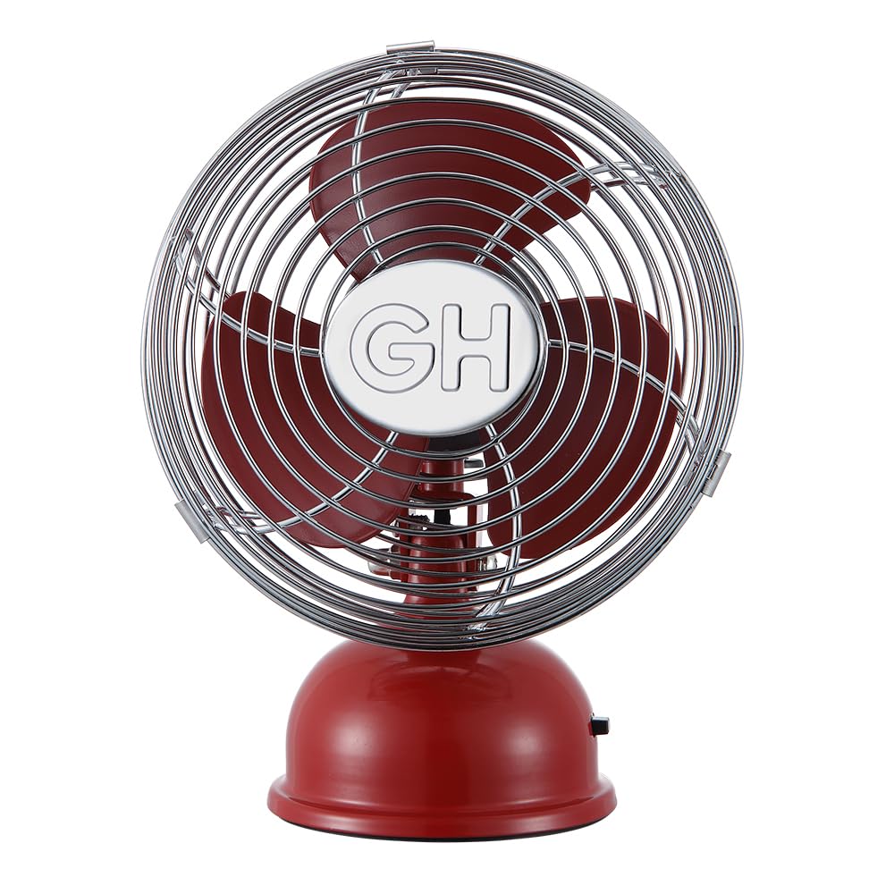 Good Housekeeping (92521) All-Metal USB-Powered 5" Oscillating Personal Fan (Crimson Red)