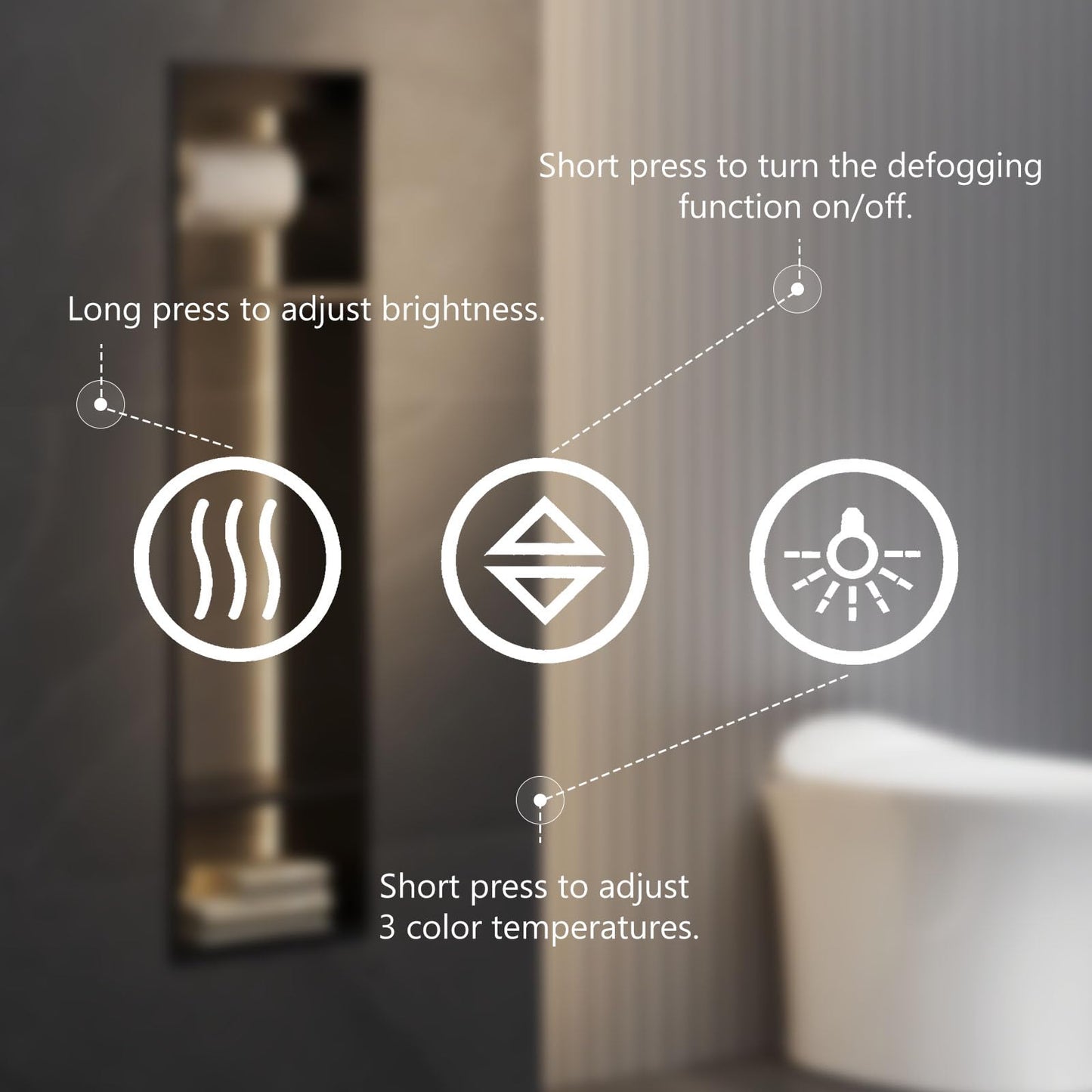 Sweetcrispy 24"x 32" Smart Anti-Fog LED Bathroom Mirror with Lights and Front Light & Backlit, 3 Color Temperatures, Dimmable, Memory Function, Rectangle Modern Vanity Mirror