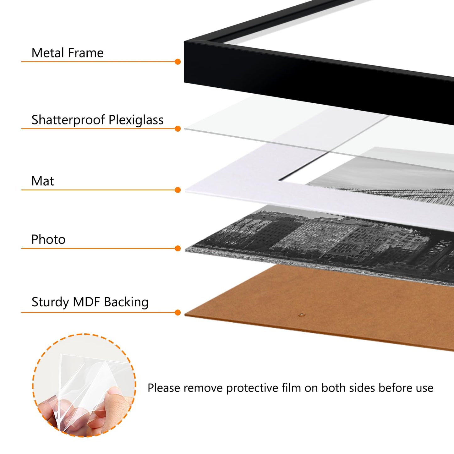 Homso A1 Poster Pciture Frame, Display Pictures A2 with Mat or 23.4x33.1 Without Mat, Thin Border Metal Frames with Plexiglass for Horizontal and Vertical, Black