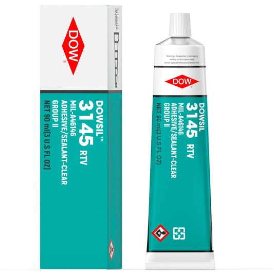 3145 RTV 90ml 3oz Clear Adhesive Sealant Mil-A-46146 Electrical Battery Board Housing Moisture Sealing Non Flow Primerless Adhesion High Strength Group II/III (3145 Clear 90ml)