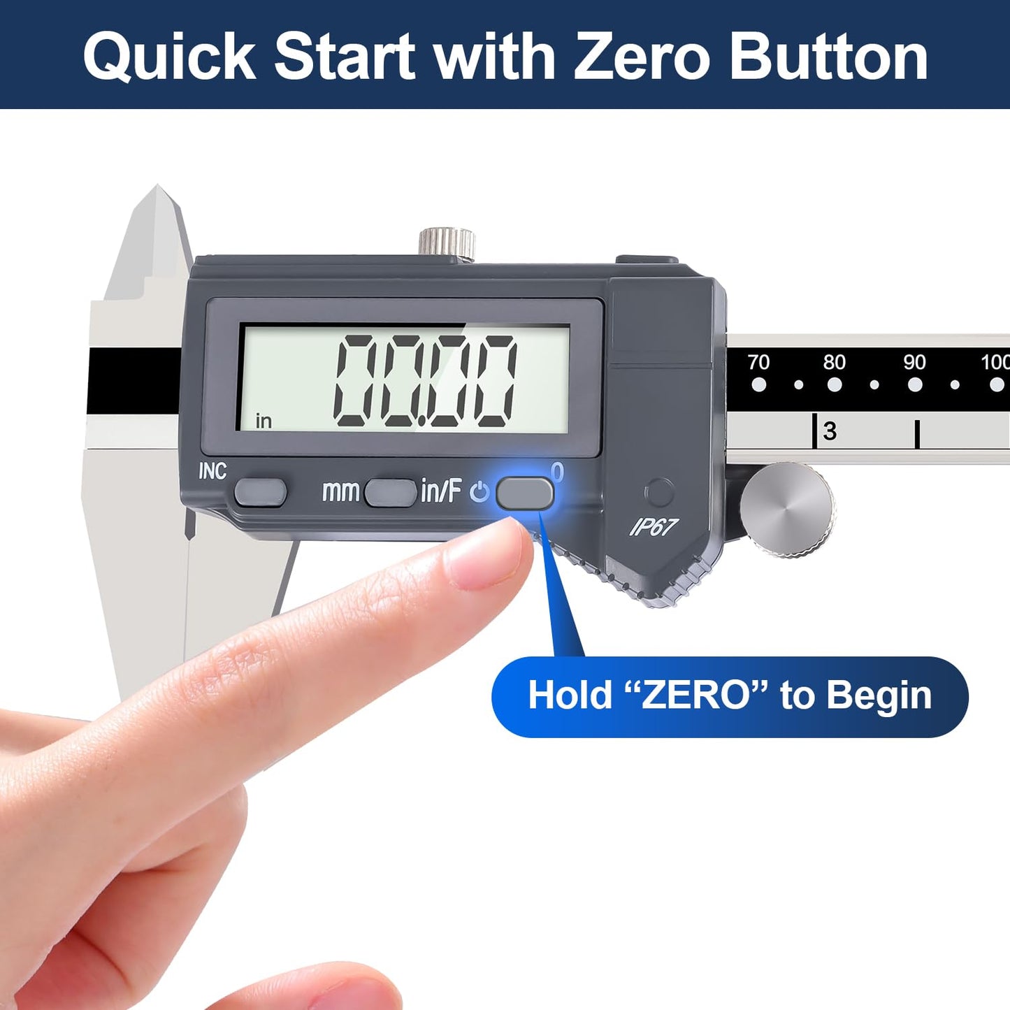 PEC Tools 6 Inch/150mm High Precision Absolute Digital Caliper & Made in US 6 Inch 16R Rule (32nds,64ths,50ths,100ths), IP67 Waterproof & Oil-Resistant, Inch/MM/Fraction Modes