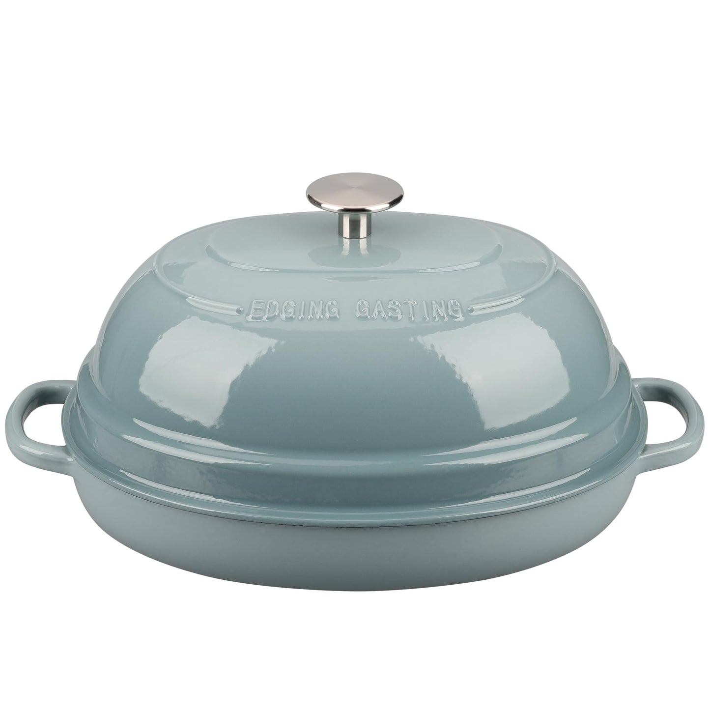 EDGING CASTING Enameled Oval Cast Iron Dutch Oven Pot with Lid, Bread Dutch Oven for Sourdough Bread Baking, Dutch Oven Bread, Bread Oven, 6QT, Seasalt