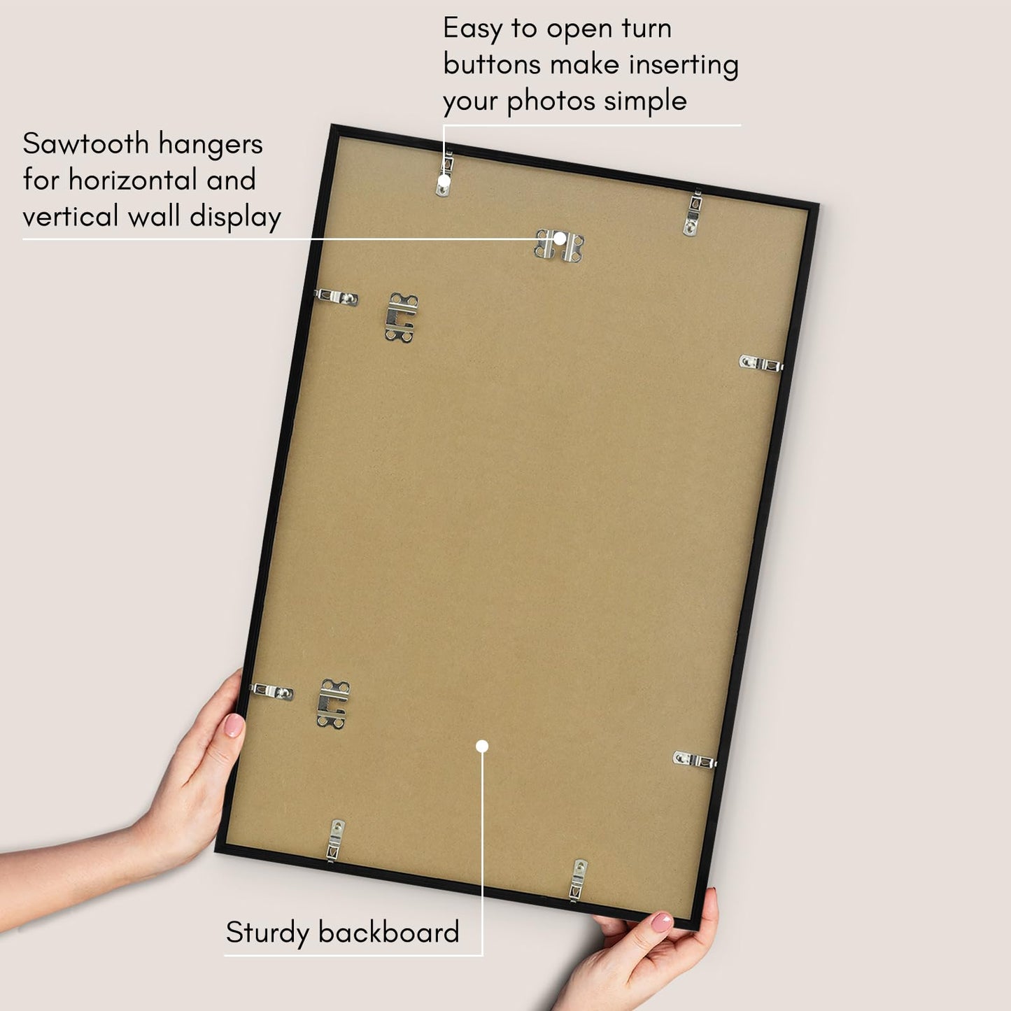 Americanflat 16x24 Poster Frame with Polished Plexiglass - Streamline Collection - Thin Border Picture Frame for Wall Display - Hanging Hardware Included - Black